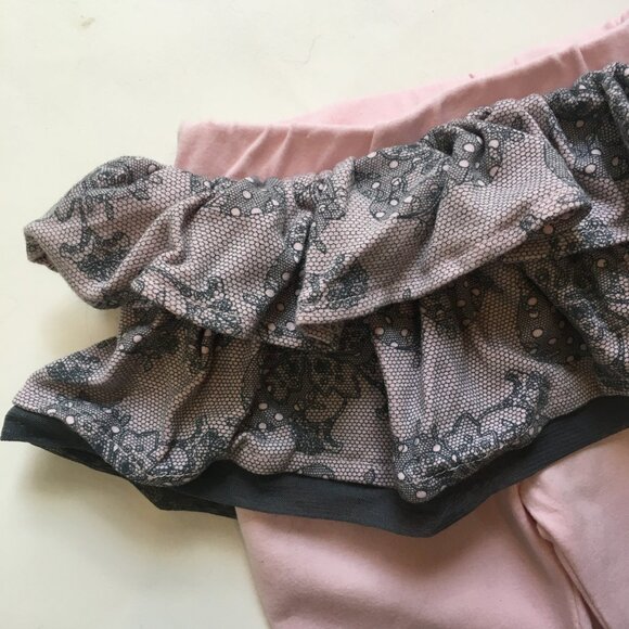 Baby V Skirt Sz 3 Months Pink Gray Lace Tights Jersey Knit - Picture 5 of 11